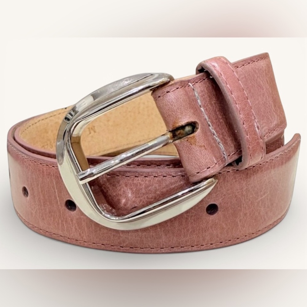 Ellen Tracy Italian Leather Belt Size M Rose Pink Silver Buckle ET649ZE
